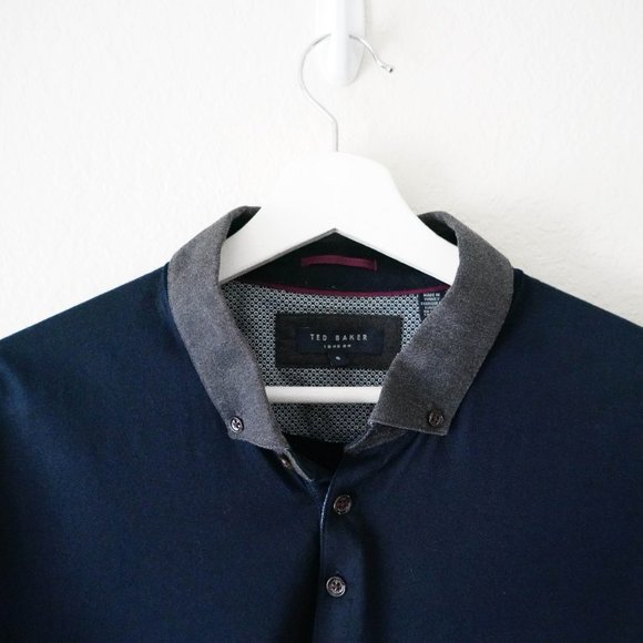 Ted Baker London Mens SS Polo Navy Size 6 EUC - Picture 4 of 7